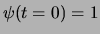 $\psi(t=0) = 1$