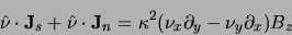 \begin{displaymath}
\hat{\nu} \cdot {\bf J}_s +\hat{\nu} \cdot {\bf J}_n
= \kappa^2 (\nu_x \partial_y - \nu_y \partial_x) B_z
\end{displaymath}