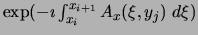 $\exp (- \imath \int_{x_i}^{x_{i+1}} A_x (\xi, y_j) ~d\xi )$